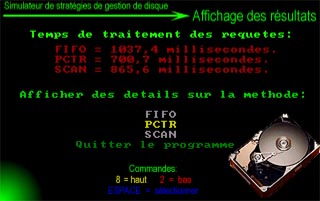 L'affichage des r&eacute;sultats de la simulation.